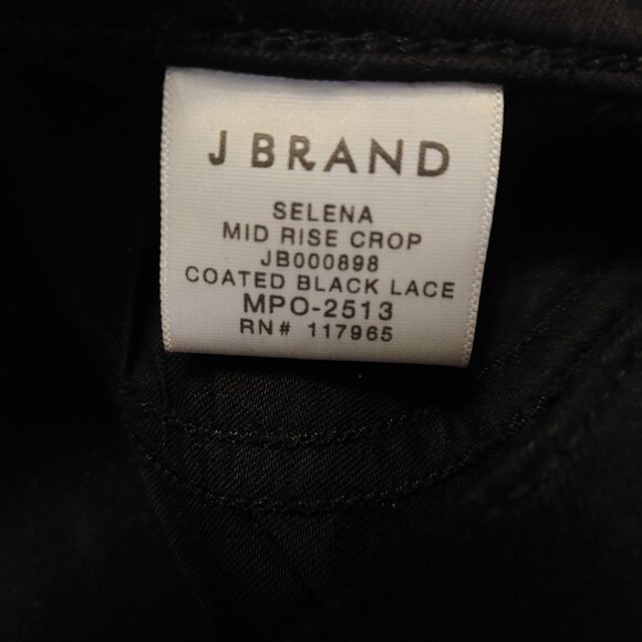 J Brand Selena Mid Rise Crop with Coated Black Lace Jeans - Picture 9 of 16